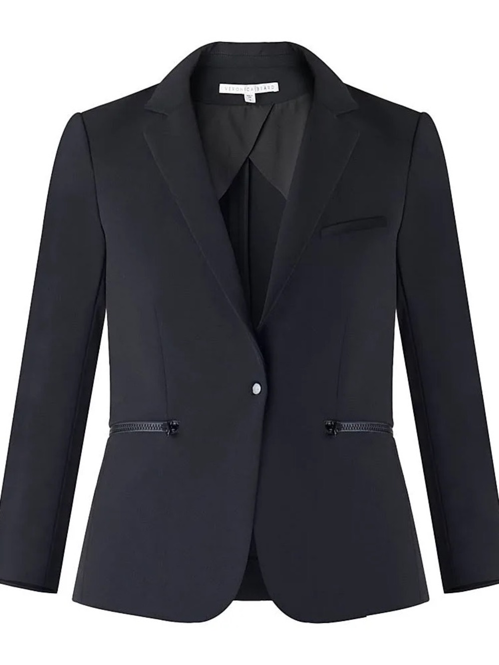 Veronica Beard Black Single-Button Scuba Dickey Tailored Blazer